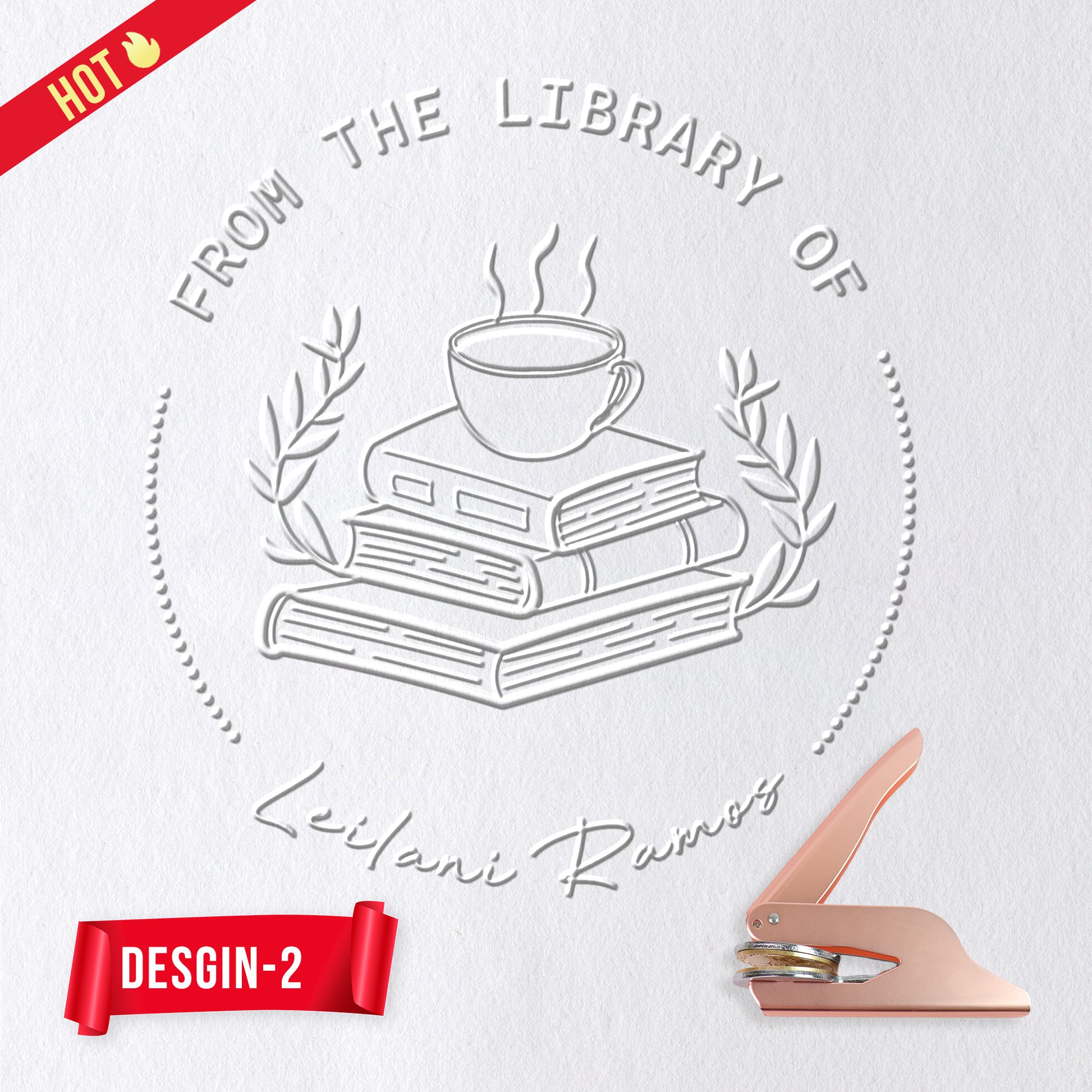 Book Embosser Personalized, From the Library of Book Stamp, Custom